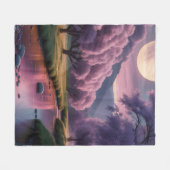 Fantasy Moonlit River Dreamscape Illustration Fleecedecke (Vorderseite (Horizontal))