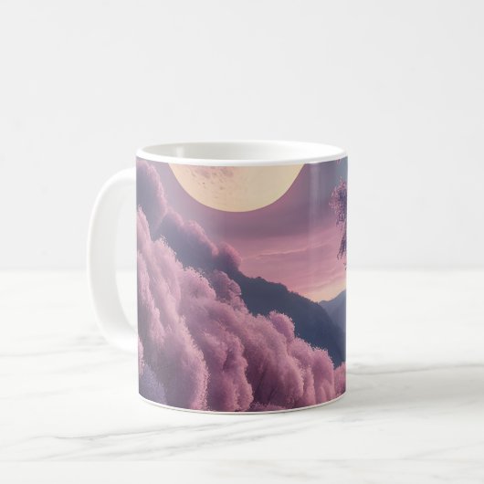 Fantasy Moonlit River Dreamscape Illustration Kaffeetasse (Vorderseite Links)