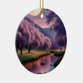 Fantasy Moonlit River Dreamscape Illustration Keramik Ornament (Rechts)