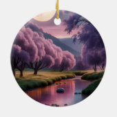 Fantasy Moonlit River Dreamscape Illustration Keramik Ornament (Hinten)