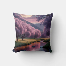 Fantasy Moonlit River Dreamscape Illustration Kissen