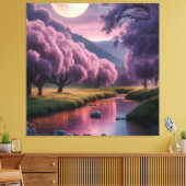 Fantasy Moonlit River Dreamscape Illustration Leinwanddruck (Insitu (Wohnzimmer))
