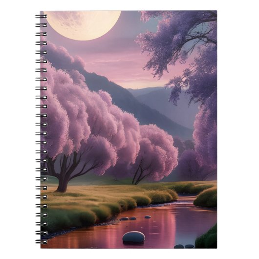 Fantasy Moonlit River Dreamscape Illustration Notizblock (Vorderseite)