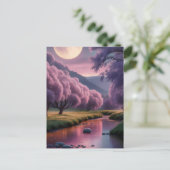 Fantasy Moonlit River Dreamscape Illustration Postkarte (Stehend Vorderseite)