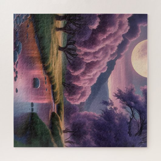 Fantasy Moonlit River Dreamscape Illustration Puzzle (Horizontal)