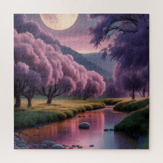 Fantasy Moonlit River Dreamscape Illustration Puzzle (Vertikal)