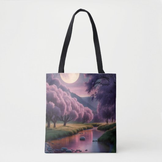 Fantasy Moonlit River Dreamscape Illustration Tasche (Vorderseite)