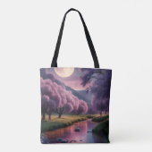 Fantasy Moonlit River Dreamscape Illustration Tasche (Rückseite)