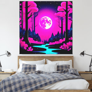 Fantasy Moonlit Woods Art Leinwanddruck