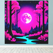 Fantasy Moonlit Woods Art Leinwanddruck (Insitu (Holzboden))