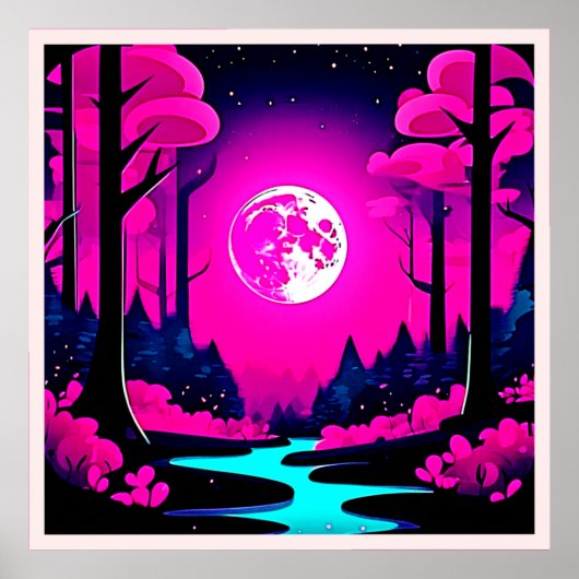 Fantasy Moonlit Woods Art Poster (Vorne)
