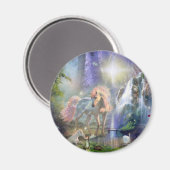 Fantasy Mother Unicorn and Baby in a Faige Garden Magnet (Vorderseite/Rückseite)