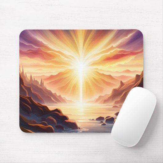 Fantasy Mountain Valley Lake Mousepad (Mit Mouse)