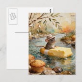 Fantasy Mouse Floating Downriver on Butter Float Postkarte (Vorne/Hinten)