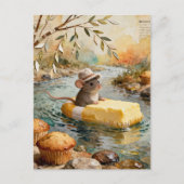 Fantasy Mouse Floating Downriver on Butter Float Postkarte (Vorderseite)