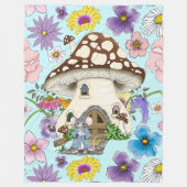 Fantasy Mouse Mushroom House Floral Fleecedecke (Vorderseite)