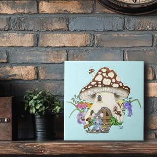 Fantasy Mouse Mushroom House Floral Fliese