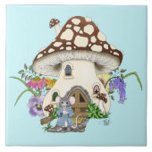 Fantasy Mouse Mushroom House Floral Fliese (Vorderseite)