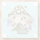 Fantasy Mouse Mushroom House Floral Glasuntersetzer (Rückseite)