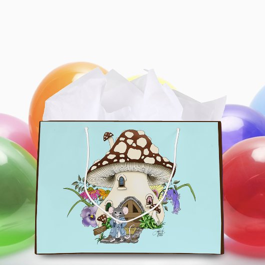 Fantasy Mouse Mushroom House Floral Große Geschenktüte