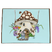 Fantasy Mouse Mushroom House Floral Große Geschenktüte (Vorderseite)