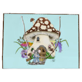 Fantasy Mouse Mushroom House Floral Große Geschenktüte (Rückseite)