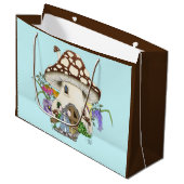 Fantasy Mouse Mushroom House Floral Große Geschenktüte (Vorderseite Schrägansicht)