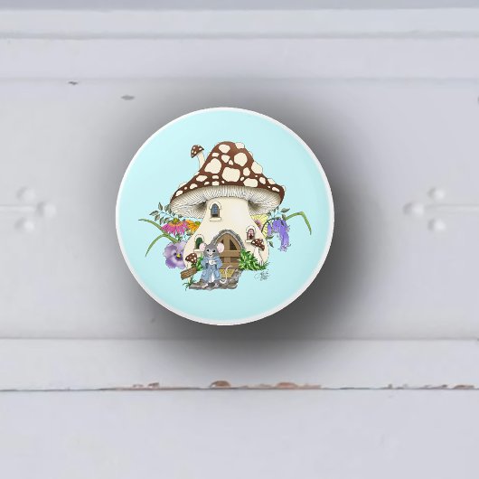 Fantasy Mouse Mushroom House Floral Keramikknauf