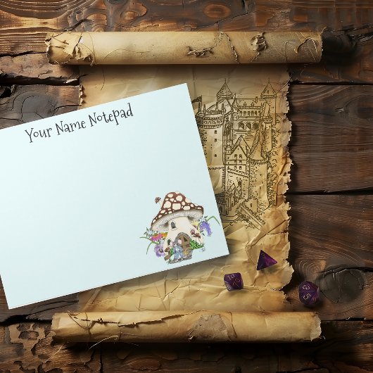 Fantasy Mouse Mushroom House Floral Notizblock