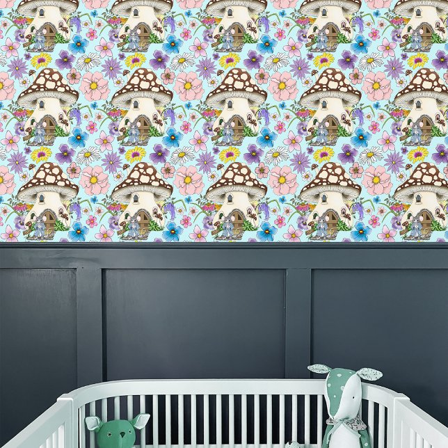 Fantasy Mouse Mushroom House Floral Tapete (Von Creator hochgeladen)