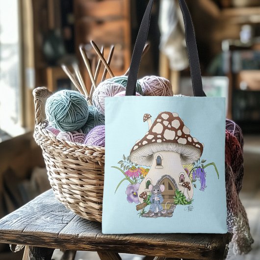 Fantasy Mouse Mushroom House Floral Tasche