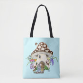 Fantasy Mouse Mushroom House Floral Tasche (Vorderseite)