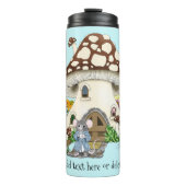 Fantasy Mouse Mushroom House Floral Thermosbecher (Vorderseite)