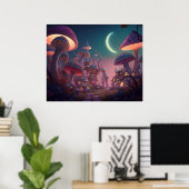 Fantasy Mushroom City Poster (Heimbüro)