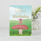 Fantasy Mushroom Fairy Geburtstag Custom Einladung (Stehend Vorderseite)