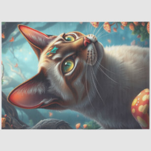 Fantasy Mushroom Forest farbenfrohe Katze Seidenpapier