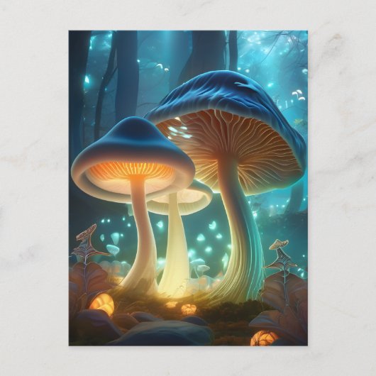 Fantasy Mushroom Forest Postcard Postkarte (Vorderseite)