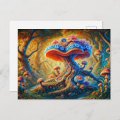 Fantasy Mushroom Garden Psychedelic Colors  Postkarte (Vorne/Hinten)