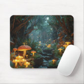 Fantasy Mushroom River - Whimsical Nighttime Lands Mousepad (Mit Mouse)