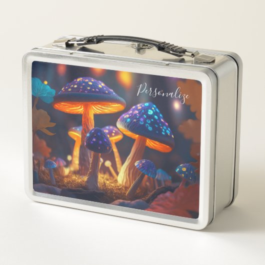 Fantasy Mushrooms Glow Magic Garden Personalisiert Metall Brotdose (Rückseite)