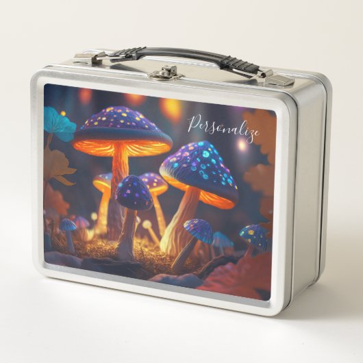 Fantasy Mushrooms Glow Magic Garden Personalisiert Metall Brotdose (Vorderseite)