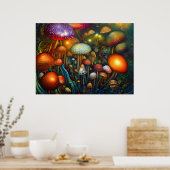 Fantasy Mushrooms Poster (Küche)