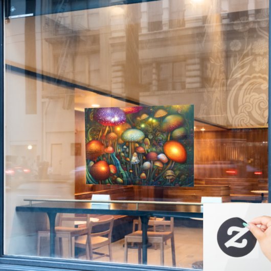 Fantasy Mushrooms Window Cloning Fensteraufkleber (Café-Fenster)