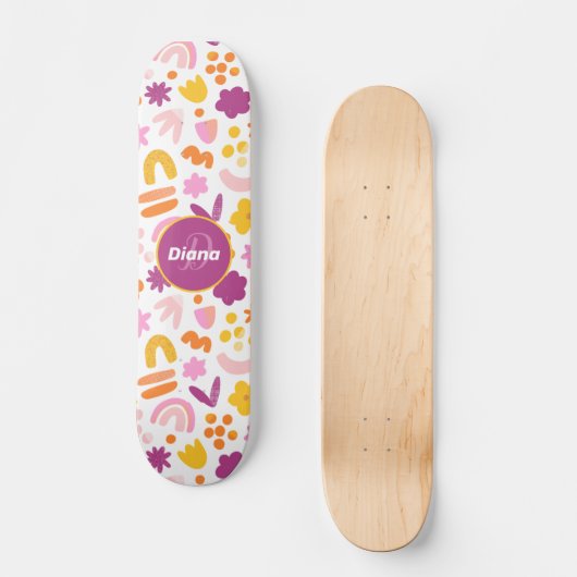 Fantasy-Muster Personalisiert Monogram Skateboard (Vorderseite)