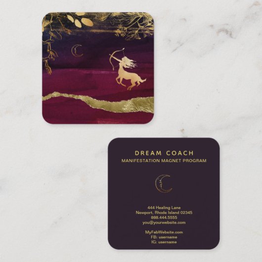 *~* Fantasy Mystical Archer Botanischer Kosmischer Quadratische Visitenkarte (Vorne/Hinten)