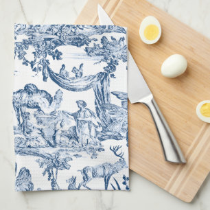 Fantasy-Mystische Kreaturen Vintage-Toile-Blau Geschirrtuch