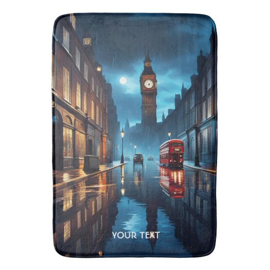 Fantasy Niedlich Abend London Rain Badematte (Vorderseite Vertikal)
