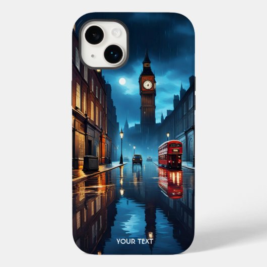 Fantasy Niedlich Abend London Rain Case-Mate iPhone Hülle (Rückseite)