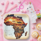 Fantasy Niedlich Africa Animations Map Pappteller (Party)
