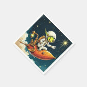 Fantasy Niedlich Alien Space Ship Serviette (Ecke)